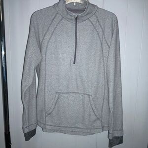 Tek Gear quarter zip gray sweatshirt jacket Sz XL mock neck thumb holes